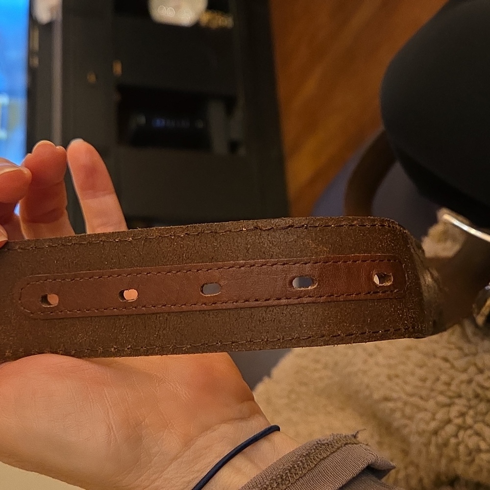 Leather Western Belt with Silver Buckle - Picture 3 of 16